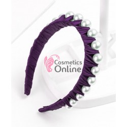 Bentita deosebita pentru par din Satin cu Perle Albe BTP001D - Purple